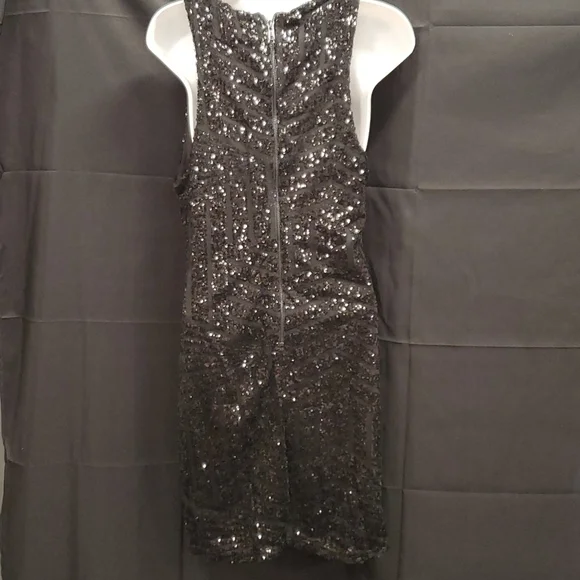 Rhapsody Black Sequin Midi Dress SZ LG - Picture 3 of 6